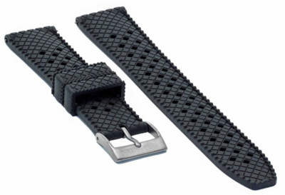 Kautschuk Uhrenarmband 22mm schwarz Tropical Waffle