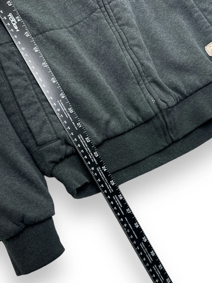 Chaqueta Coleman Sherpa Para Hombre Mediana Forrada Con Capucha Cordón Cremallera Completa Gris Foto 3 de 4