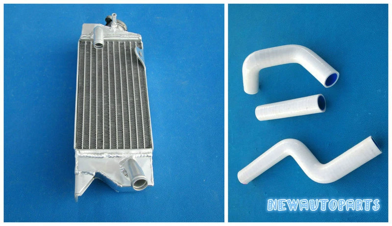 Radiador y manguera de aluminio azul para Kawasaki KX80 KX85 KX100 2001-2009 05 06 07 08 Foto 4 de 4