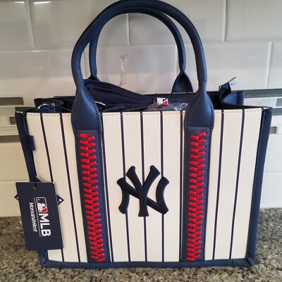 Montana West MLB Licensed NY Yankees Pinstripe Tote Bag NWT Blue White