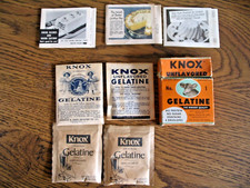 4 Packages 3 different Vintage KNOX Unflavored Gelatine w/ 3 Recipe Inserts