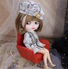 12" Blythe doll Nude joint body brown short hair custom face eyebrows dudu lips