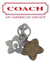 Coach Mix Material Wild Flowers Silver Signature C Key Fob Gift Option Available