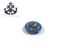 LEGO 2022 Dark Blue Tile Round 2 x 2 Gold Fleur de Lis 14769pb502 For Globe Set