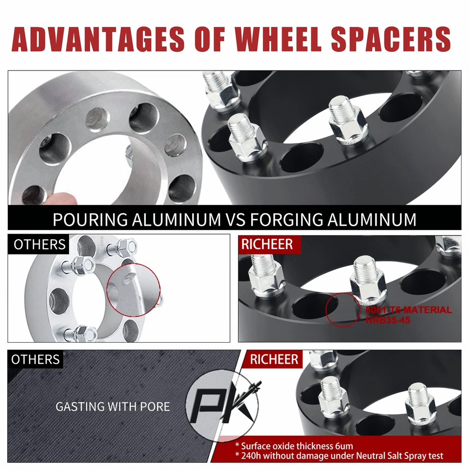 (4) Adaptadores espaciadores de rueda negros de 2" 6x5,5 para Chevy Silverado 1500 Suburban GMC Foto 3 de 4