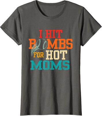 I Hit Bombs For Hot Moms (Baseball) Sport Design Ladies' Crewneck T-Shirt