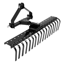 Cat 0 Tractor Hookup 3-Point Landscape Rake Black 50" Grass Comb Garden tools