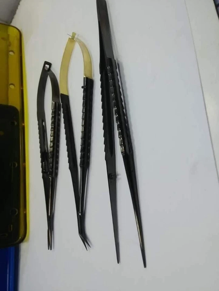 Instrumentos de Microcirugía con Recubrimiento Negro Alta Calidad Oferta 3 Piezas Foto 2 de 3