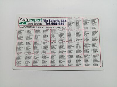 calendario CAMPIONATO DI CALCIO SERIE A anno 2000-2001 AUTOEXPERT