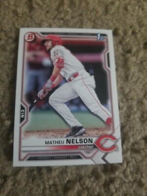 MATHEU NELSON 2021 BOWMAN DRAFT CARD BD-103 REDS/DRAGONS (FIRST ROOKIE BASE)