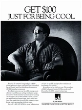 1991 PG&E Print Ad, Get $100 Just For Being Cool Young Guy Sunglasses Hot Summer