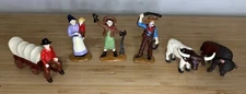 Safari LTD 7x Toy Figure LOT Western Cowboy Indians Anne Oakley Pioneer Vintage
