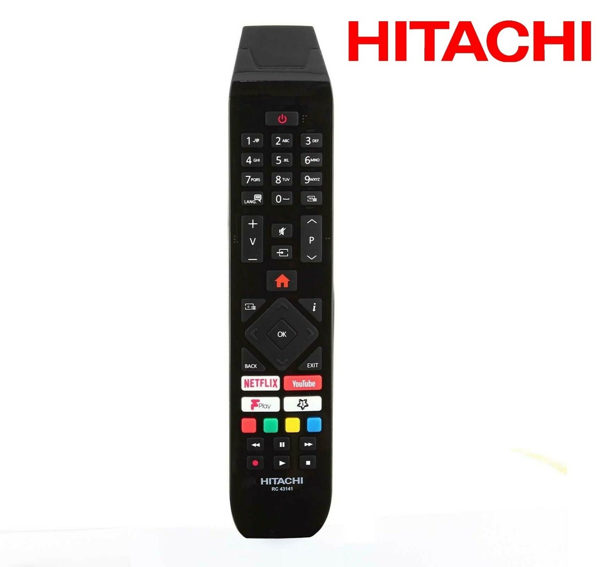 Télécommande originale RC43141P compatible avec Hitachi 55HK6200U 65HL7200U 32HE2200U 32HEV220U 43HK6100UA 43HK6200U Smart 4K UHD HDR LED