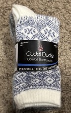Cuddl Duds Women's Comfort Boot Socks Plushfill Comfort 4 Pairs Shoe Size 4-10