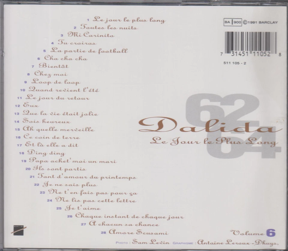 Dalida -  62 / 64 - Volume 6 -   (CD) sehr guter Zustand - Bild 2 von 2