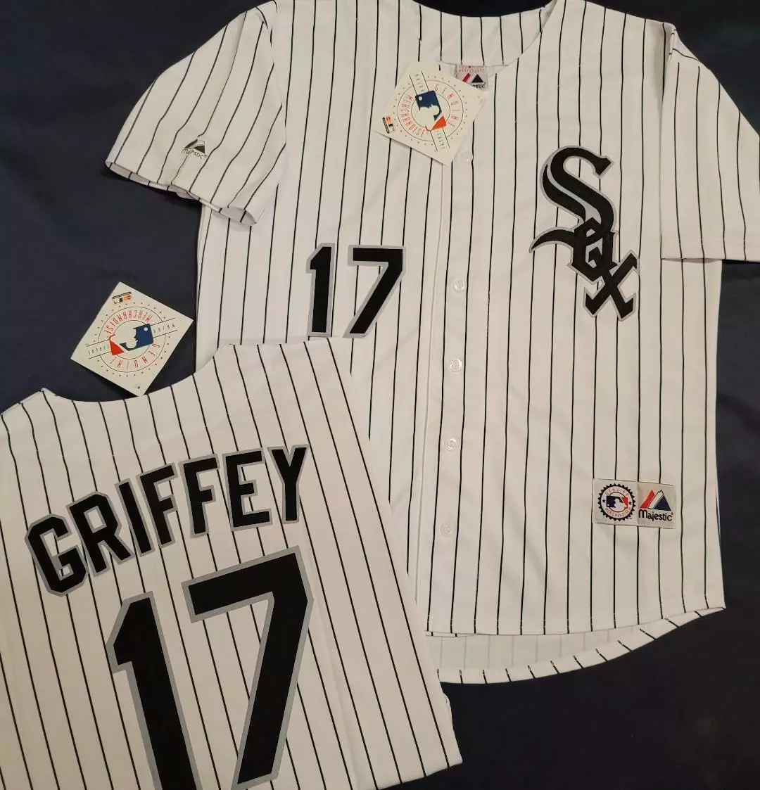 1630 Mens Majestic Chicago White Sox KEN GRIFFEY JR Baseball Jersey White  P/S