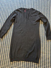 Prada V-Neck Long Sleeve Women's Cashmere Sweater Vintage Dress - Charcoal (8)