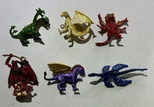 LOT of 6 Safari LTD Dragons Dinosaurs Figurines Medieval Action Toys VINTAGE 2”
