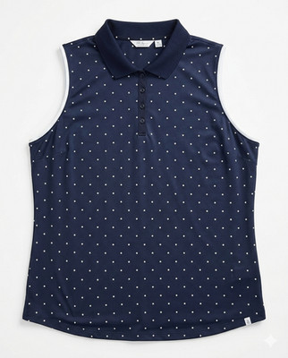 Lady Hagen XL Navy White Star Golf Polo Sleeveless UPF 50 Moisture Wicking Shirt