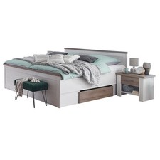 Bett - Pinie weiß - mit Nachtkonsolen - 180x200 cm Bettgestell Gästebett