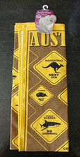 BNWT Australian Brown and Yellow Tea Towel 100% Cotton Kangaroo, Koala, Echidna