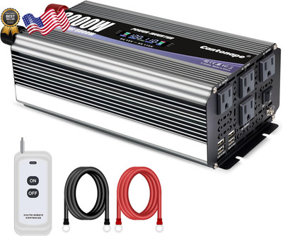 3000W Power Inverter 12V to 110V/120V DC to AC with Remote & 4 AC Outlets