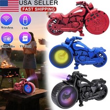 Retro Motorcycle Bluetooth Speaker With Led Party Lights FM Radio USB TF AUX TWS