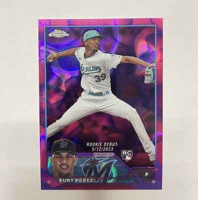 Eury Perez /299 Purple Lava 2023 Topps Chrome Rookie #USC175 Miami Marlins