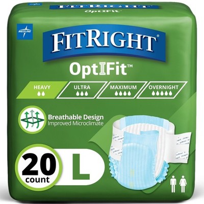 Adult Diapers, Extra Heavy Absorbency, L (Waist Size 44in-56in), 20 Count, Op...