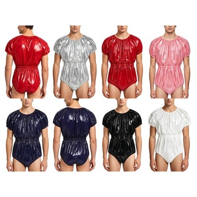 Mens Jumpsuit Sissy Diaper Covers Stretchy Rompers Diaper Cover Bodysuit Romper