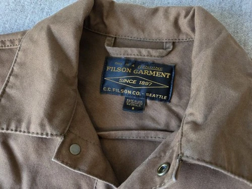 Filson Dry Tin Cloth Jac-Shirt | Small | Made in USA | Sepia | Discontinued image 3