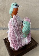 Amazonite and Orange Calcite Kingfisher Pair ""-Peter Muller