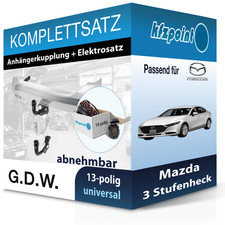 Für Mazda 3 Stufenheck 18- G.D.W. Anhängerkupplung abnehmbar + 13polig E-Satz FP