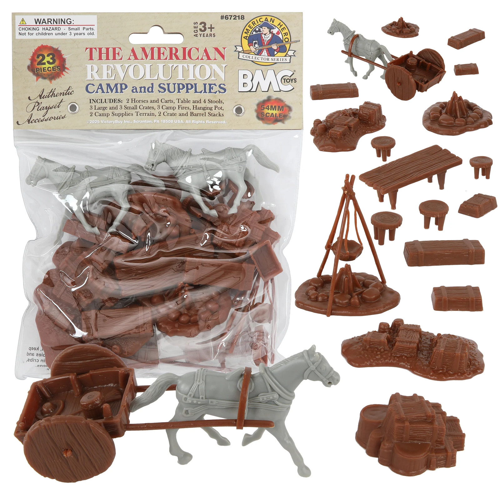 BMC Revolutionary War Camp Supplies Plastic Soldier Wagon Playset Accessories