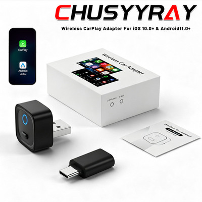 Adapter Mini Wireless CarPlay/Android Auto USB Wired to Wireless Plug and Play
