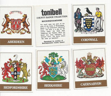 Complete set M20 Tonibell (Ice Cream) trade cards County Badge Collection