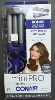 Conair MiniPRO Deep Wave Ceramic Styler Bonus Storage Pouch Compact Dual Voltage