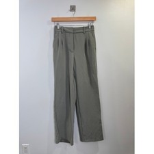 Aritzia Wilfred Women Green Effortless Pleated Wide Leg Dress Pants Size 0