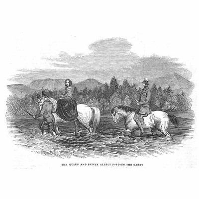 PERTHSHIRE The Queen and Prince Albert Fording the Garry - Antique Print 1844