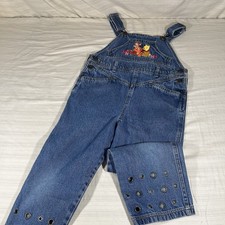 VTG 90s Winnie The Pooh Tigger Flowers Denim Overalls Sz 5t 100 Cotton Disney Z