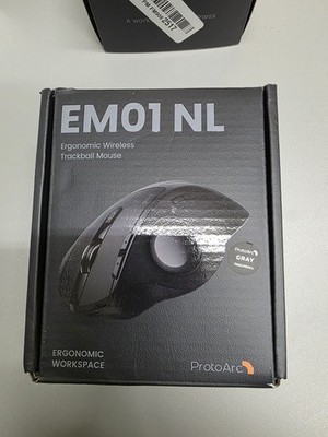 ProtoArc EM01 NL Ergonomic Wireless Trackball Mouse Gray- New in Open Box