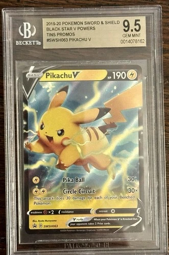 Pikachu V Powers SWSH063 Black Star Tins Promo 2019-20 Pokémon BGS 9.5 GEM MNT💎