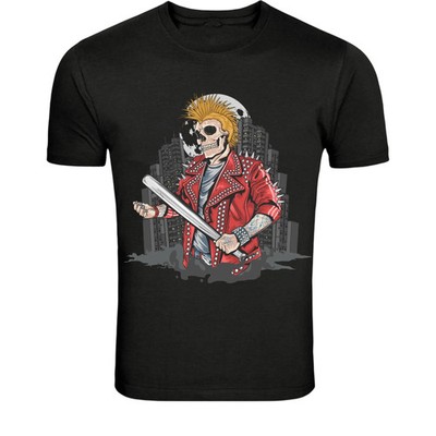 Punk Rock Skull Rebel T-Shirt - Mohawk Skeleton Street Punk