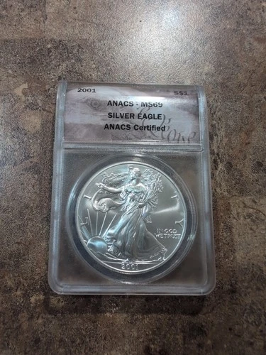 2001 $1 SILVER AMERICAN SILVER EAGLE ANACS MS69 Beautiful 🔥🔥🔥