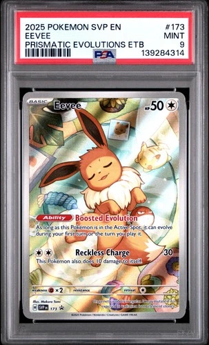 2025 POKEMON SVP PRISMATIC EVOLUTIONS ELITE TRAINER BOX PROMO #173 EEVEE PSA 9