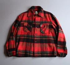 Vintage Mens LUMBER JAC Shirt Wool Blend Red Plaid LARGE Hunting Hiking