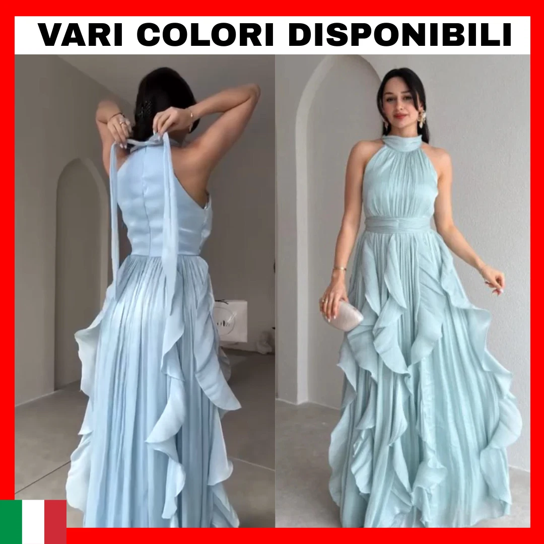 Abito Femminile A Pieghe Senza Maniche Con Scollo Rotondo | Prendisole Elegante In Poliestere E Spandex Per Donne - 4