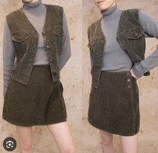 Vintage Kathy Ireland Skort Set Brown Corduroy Womens Size Large 11/12 1990  s