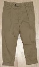 Todd Snyder Relaxed Tapered Pleated Chino Pants Stretch Tan Khaki Men s 34x25.5