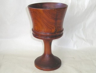 Vintage Hand Turned Wooden Goblet Cup Chalice Dark Wood 7 1/2" Tall Decor